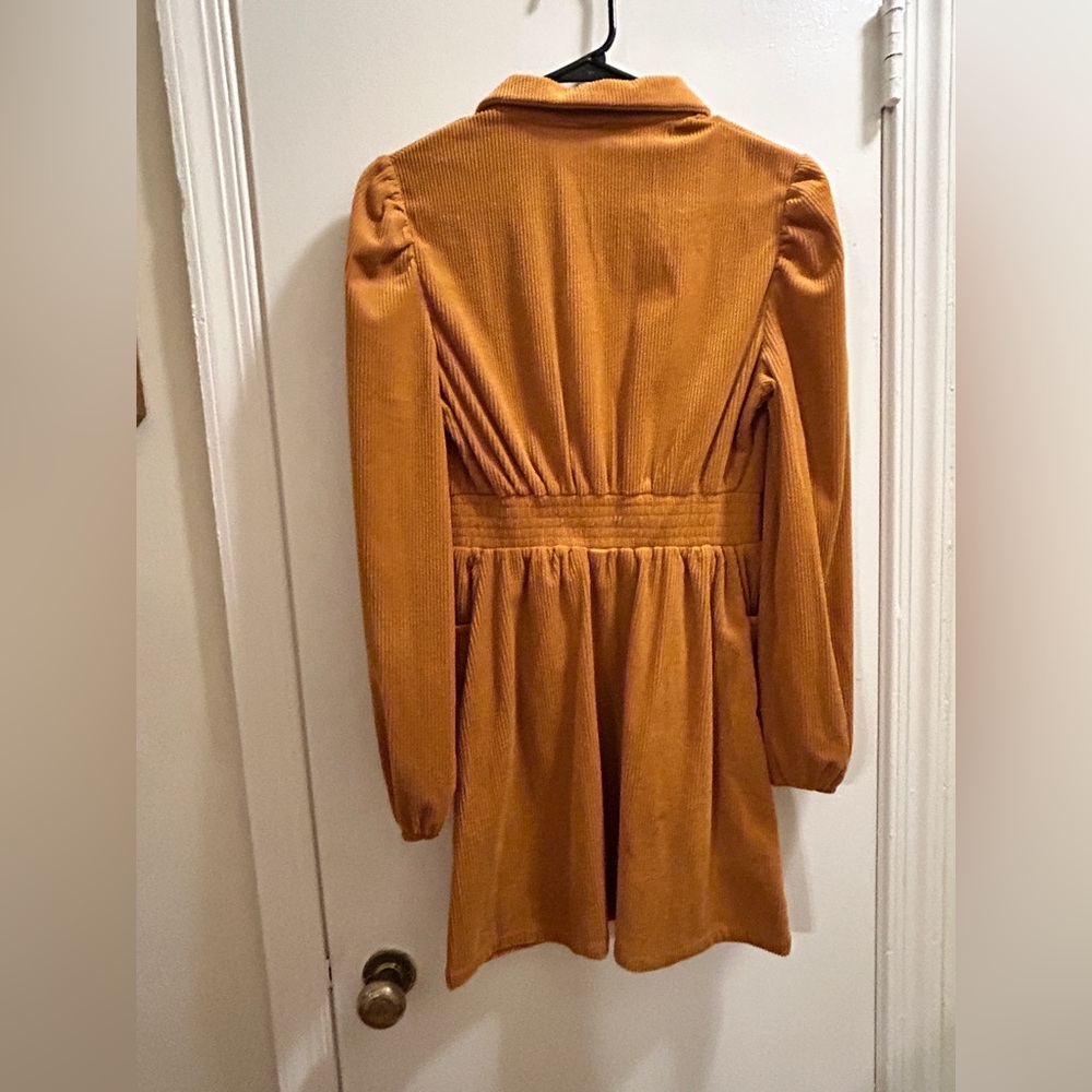 Women's Corduroy Zipper Dress - Picture 2 of 6